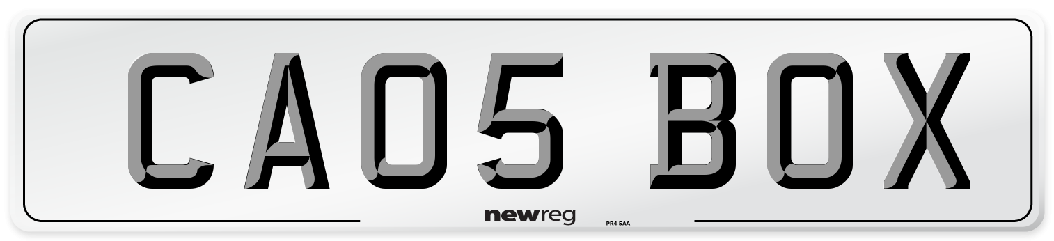CA05 BOX Number Plate from New Reg